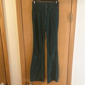 We the Free Free People Women's Flared Corduroy Jeans Forest Green Size 24